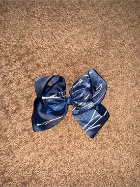 Blue Patterned Hair Bow for Girls